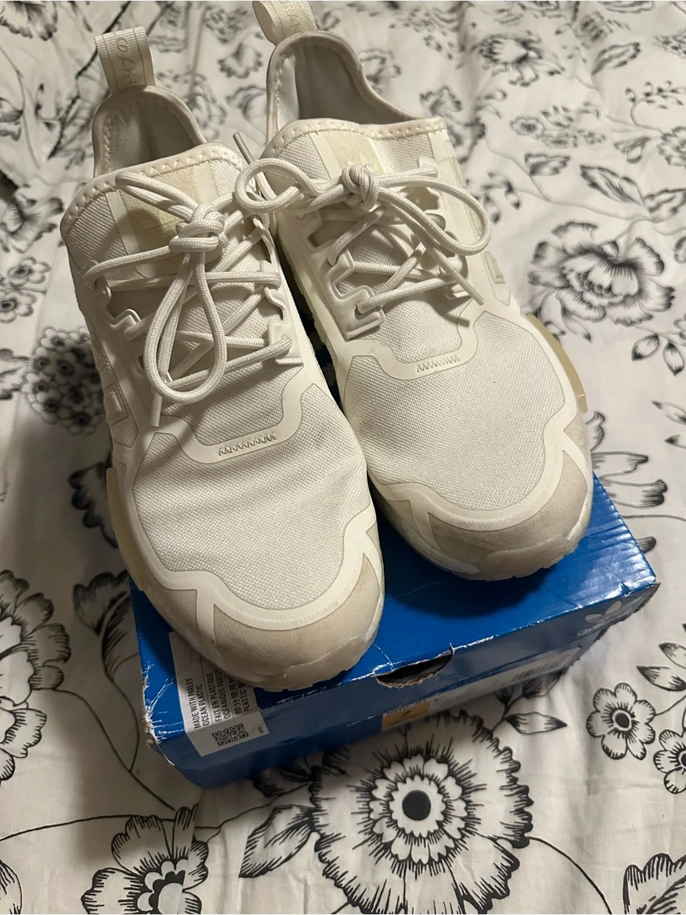 adidas NMD R1 Trainers in Cream and Off-White
